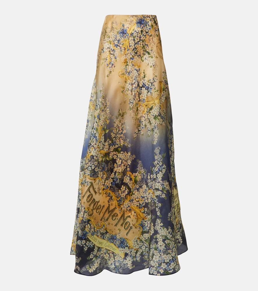 Zimmermann Tama Linen And Silk Maxi Skirt In Forget Me Knots Floral