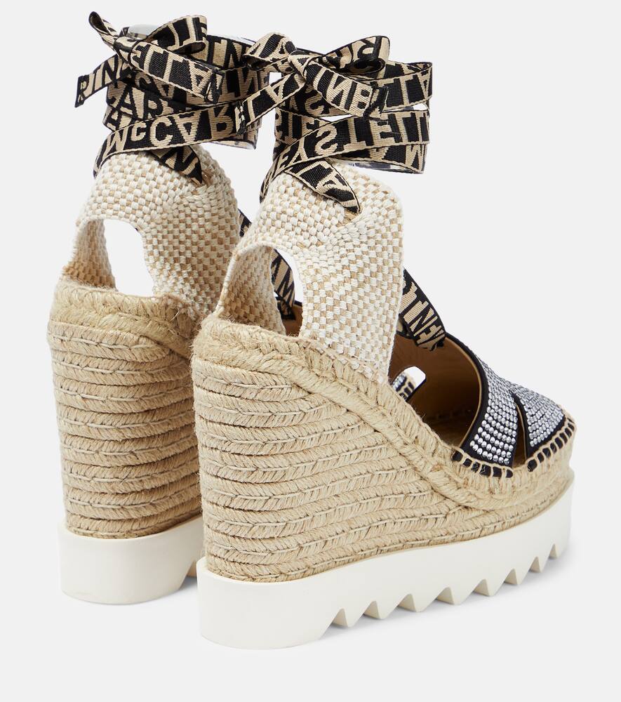 Stella Mccartney Gaia Crystal-embellished Wedge Espadrilles In Blue