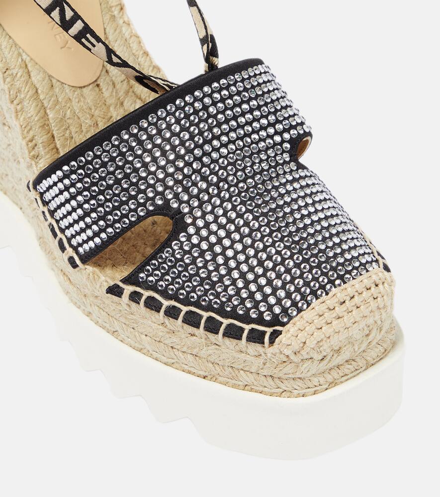 Shop Stella Mccartney Embellished Espadrille Wedges In Blue