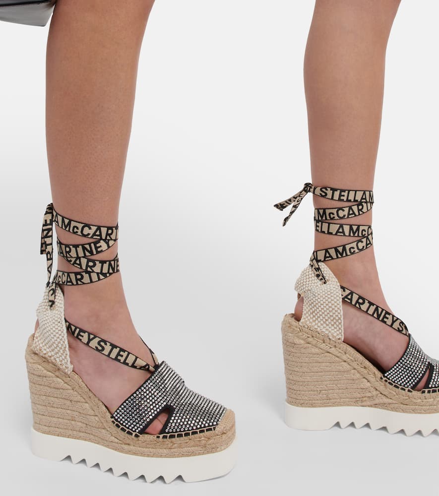 Stella Mccartney Gaia Crystal-embellished Wedge Espadrilles In Blue