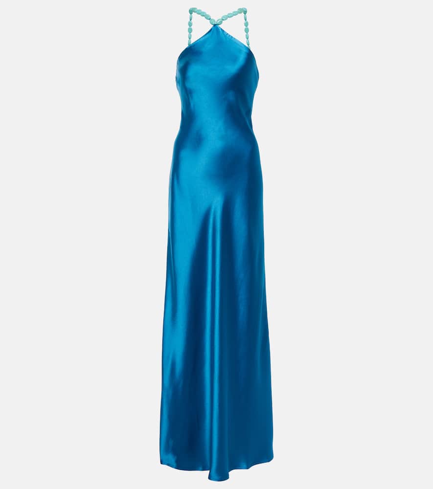 Staud Cadence Halter Maxi Dress In Blue