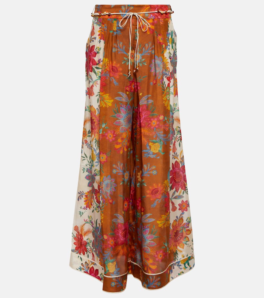 Zimmermann Ginger Relaxed Pant In Cream/brown Floral In Cream/brown Floral