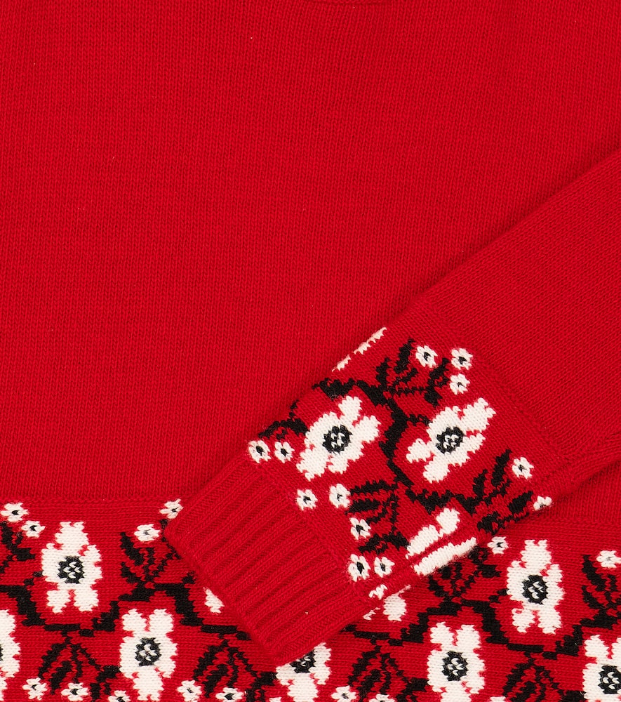 Il Gufo Floral-embroidery Virgin Wool Jumper In Red