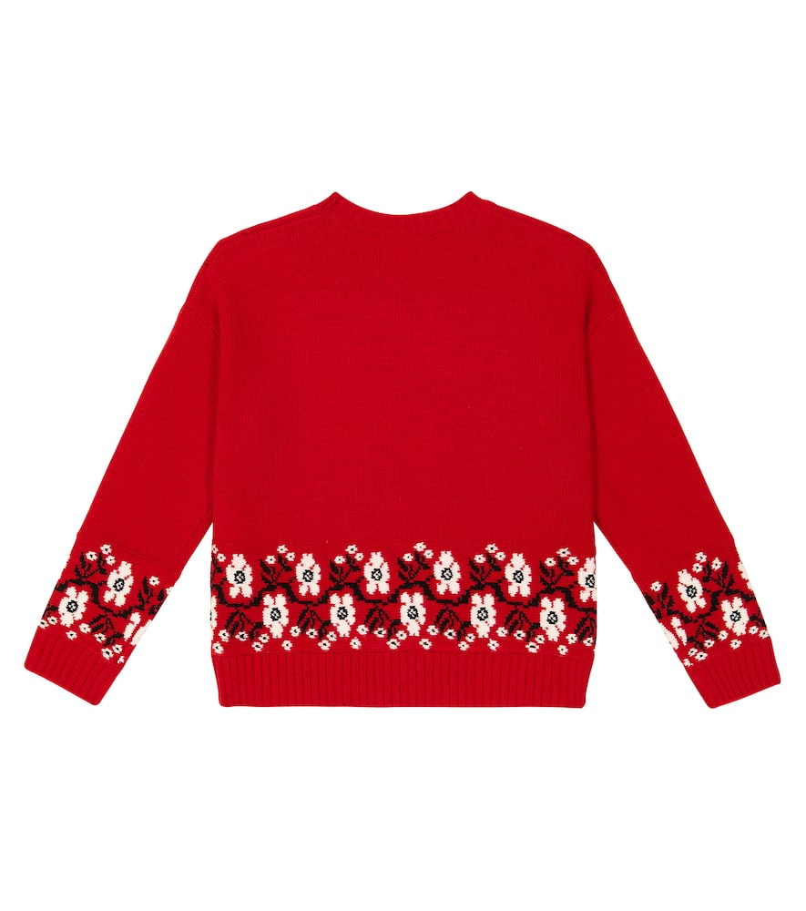 Il Gufo Floral-embroidery Virgin Wool Jumper In Red