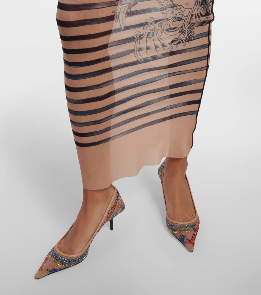 Jimmy Choo X Jean Paul Gaultier Embellished Mesh Pumps In Multicoloured