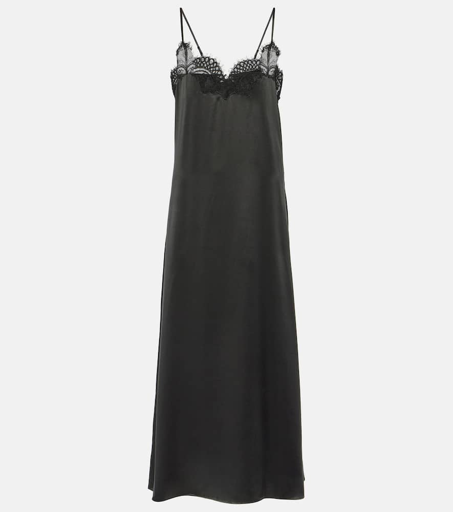 CO LACE-TRIMMED SILK SATIN SLIP DRESS