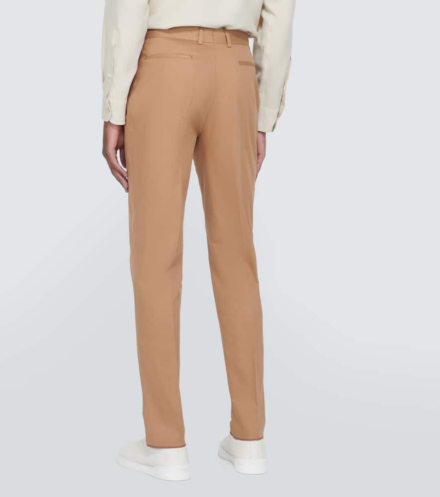 Shop Zegna Cotton Blend Suit Pants In Beige