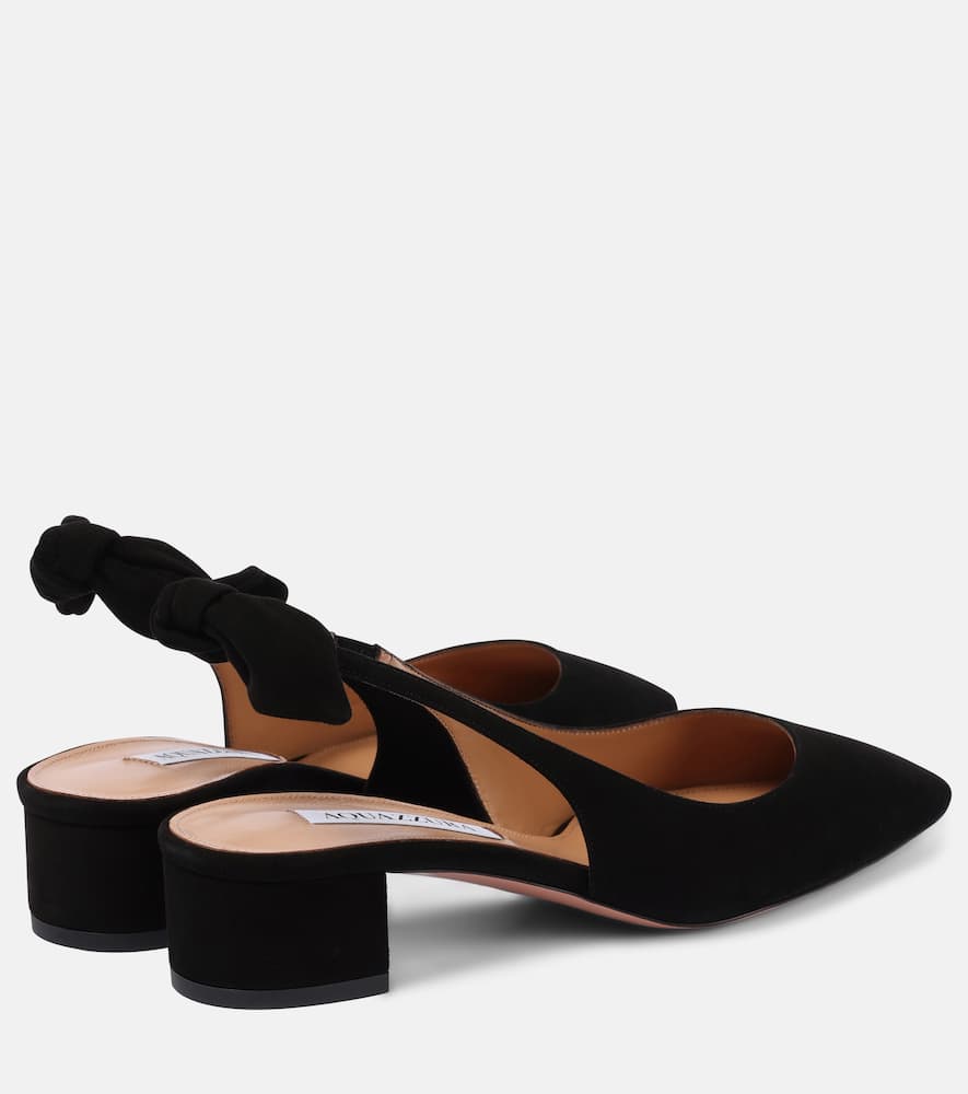 Aquazzura Black Slingback With Bow Detail In Black