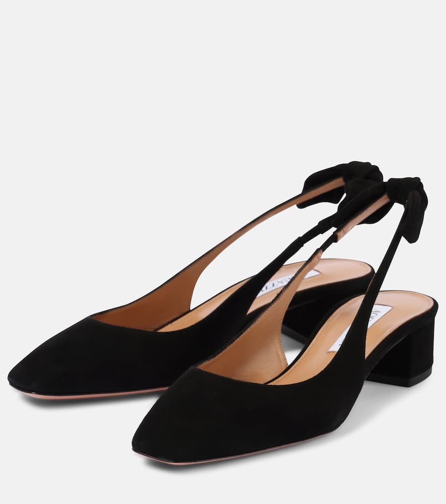 Aquazzura Black Slingback With Bow Detail In Black