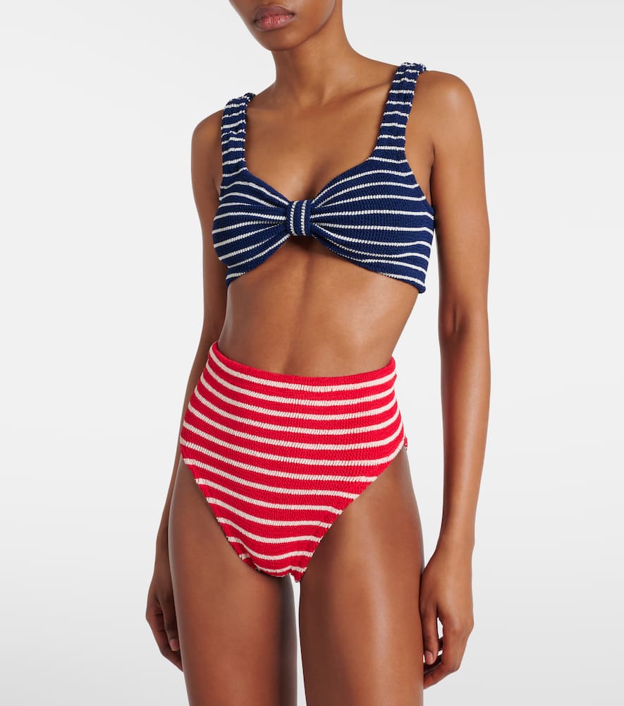 Shop Hunza G Judy Striped Bikini In Navy/white Top/red/white Btm