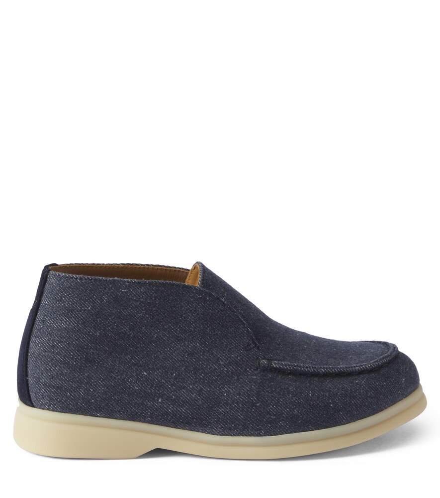  Loro Piana Kids Loro Piana Kids Open Walk Denim Ankle Boots 