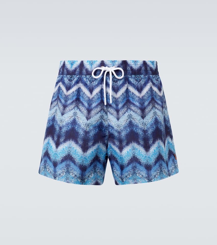 Missoni Zigzag Printed Swim Trunks In Blue