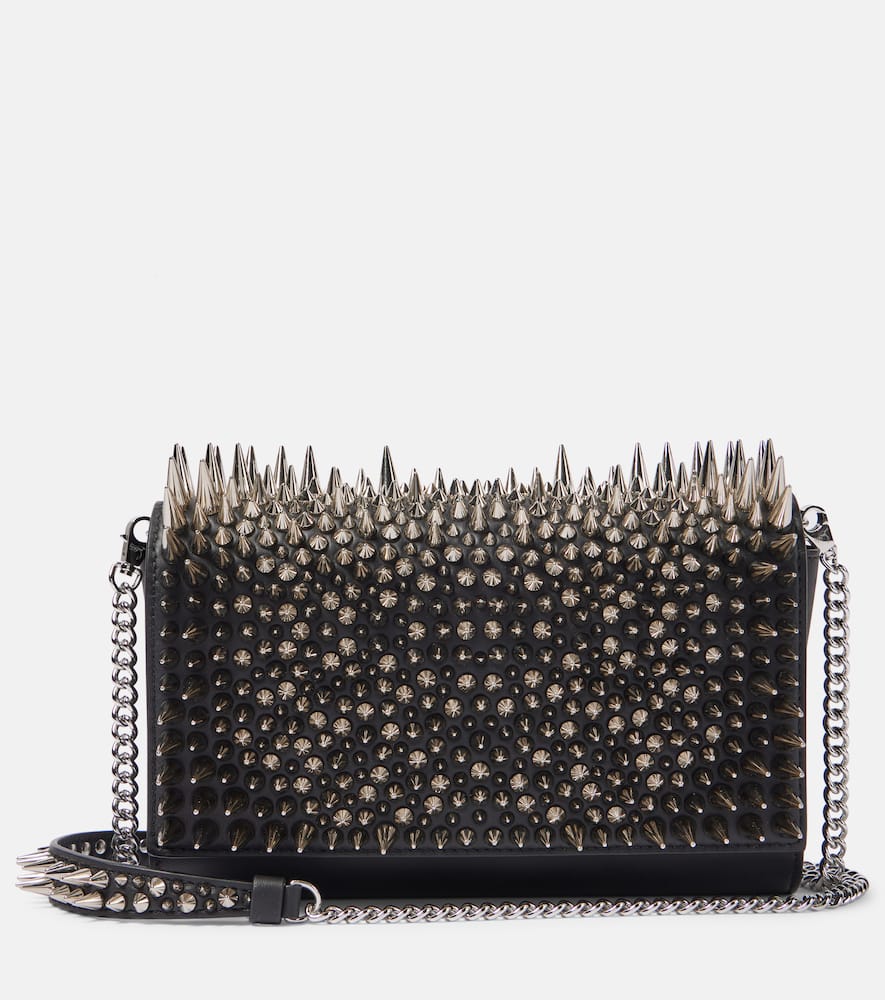 Christian Louboutin Paloma Spike Leather Clutch Bag In Black