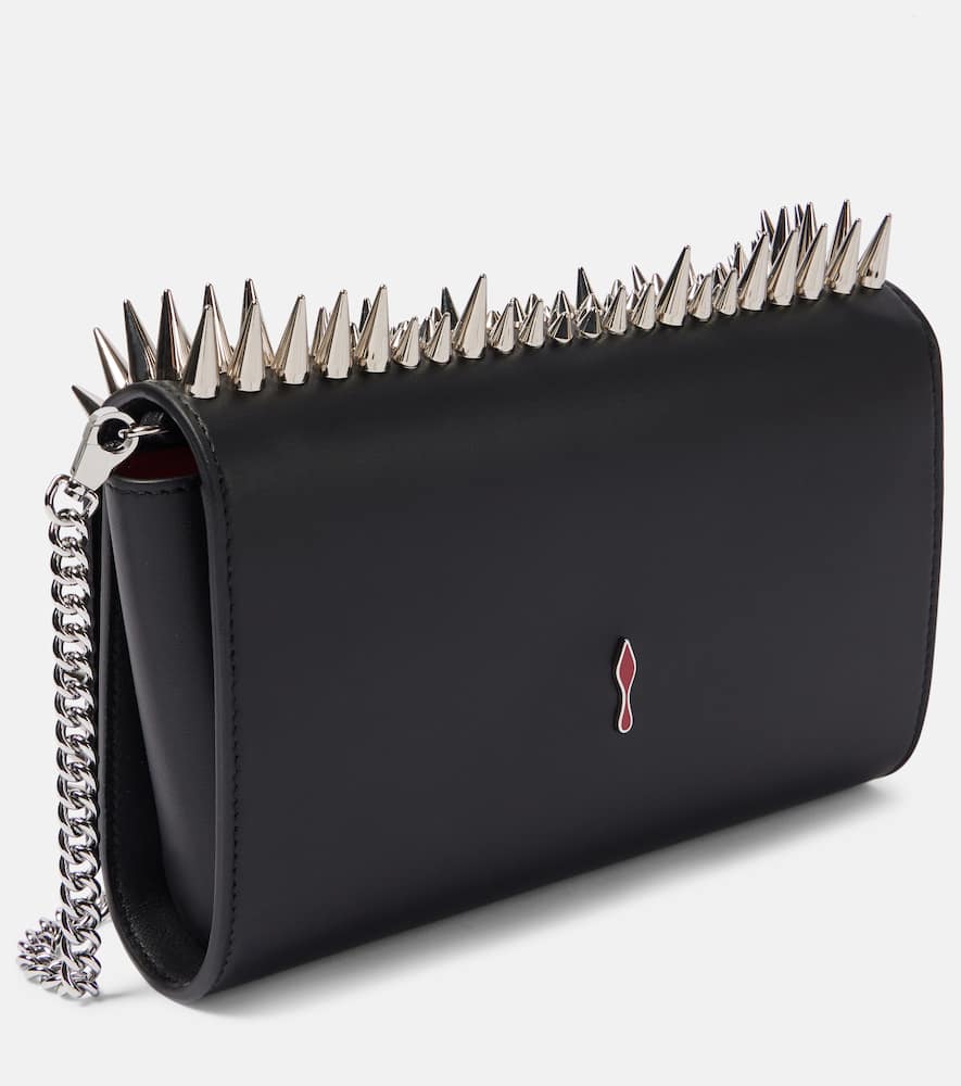 Christian Louboutin Paloma Spike Leather Clutch Bag In Black
