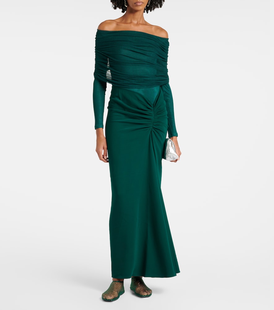 Christopher Esber Sonora ruched silk tulle-trimmed maxi dress