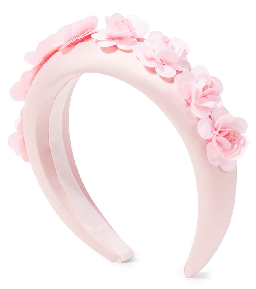 Self-Portrait Kids Floral-appliqué satin headband