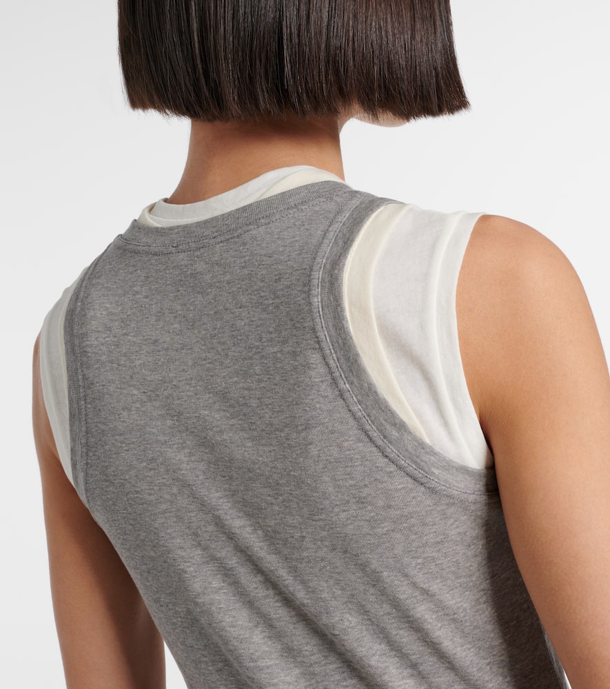 Jil Sander Fitted Sleeveless Top With Contrasting Hem Layer In Granite (100+103+030)