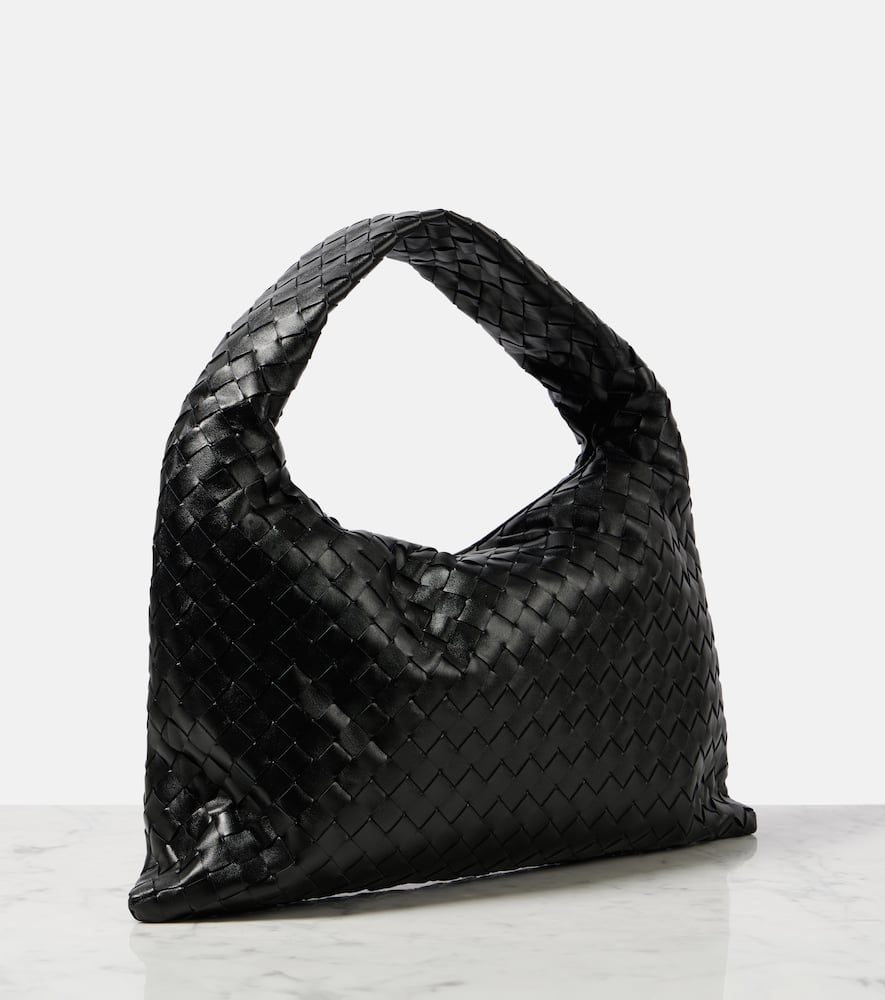Bottega Veneta Small Hop Top Handle Bag In Intrecciato Leather In Black-m Brass