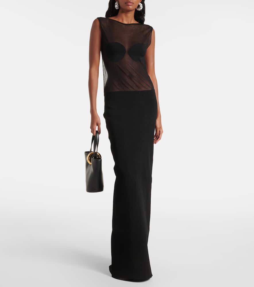 Jacquemus Womens Black Platano Sheer-panel Knitted Maxi Dress In Black