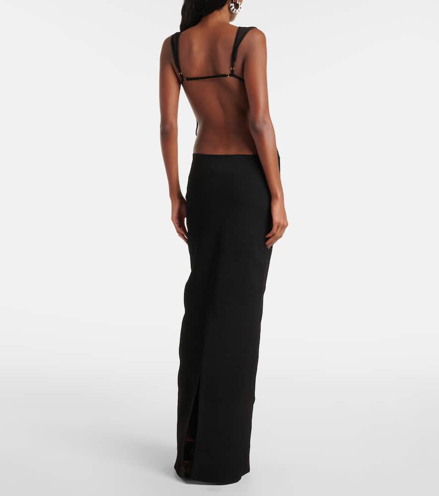 Jacquemus Womens Black Platano Sheer-panel Knitted Maxi Dress In Black