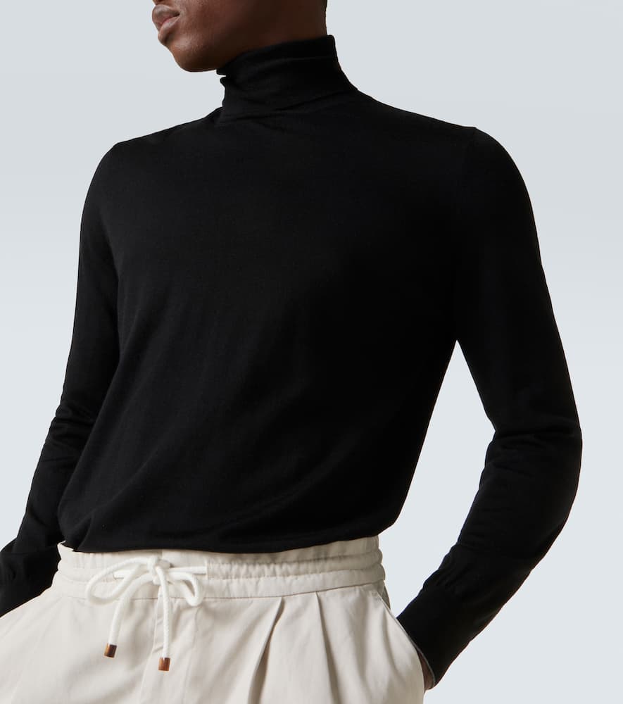 Brunello Cucinelli Wool And Cashmere Turtleneck Sweater In Black