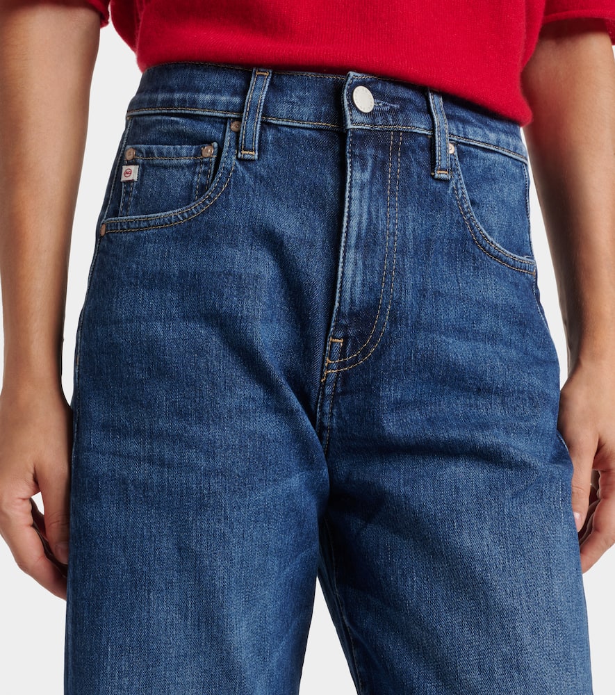 Ag Hattie Crop High-rise Barrel-leg Jeans In Blue