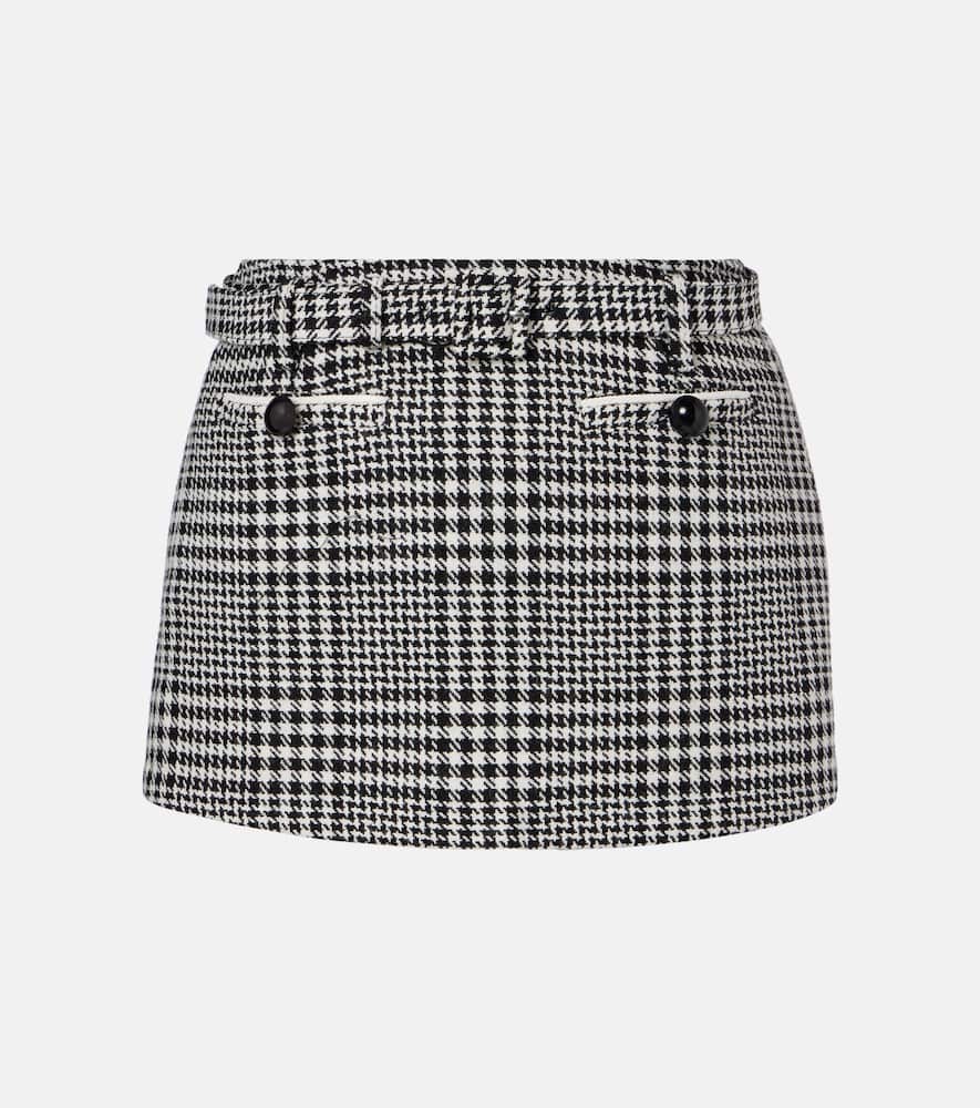 Belted houndstooth skort