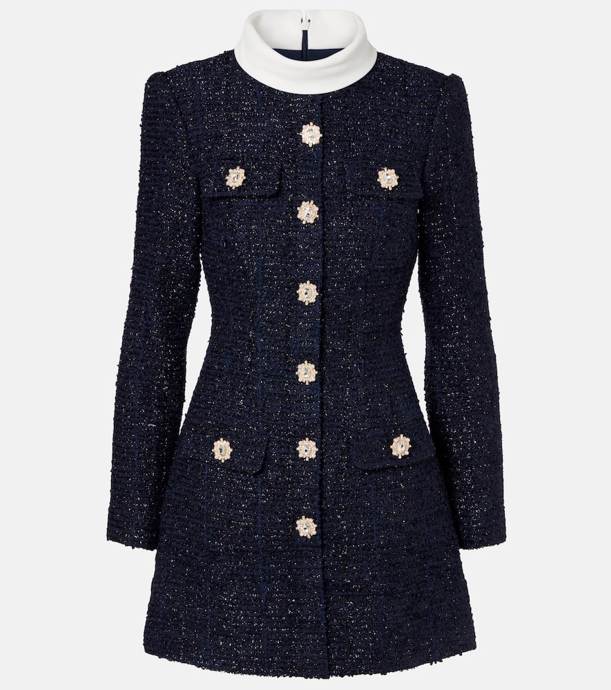 Self-portrait Bouclé Minidress In Black