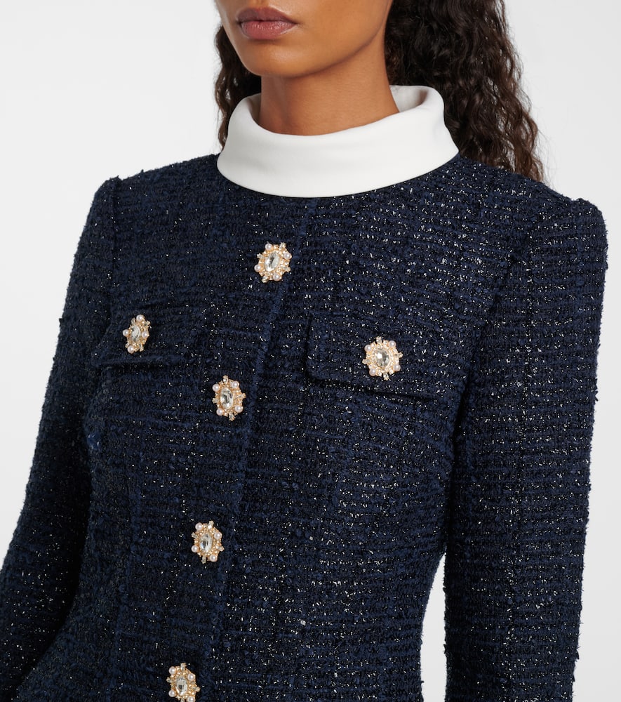 Self-portrait Bouclé Minidress In Black