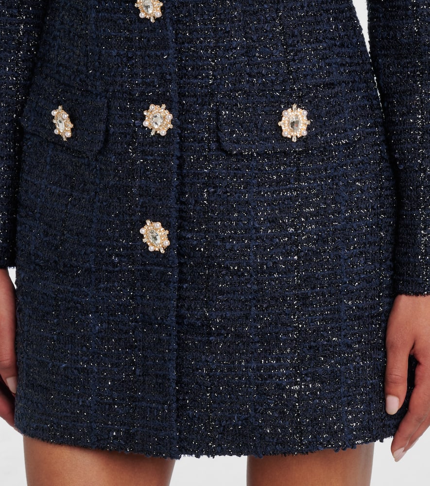 Self-portrait Bouclé Minidress In Black