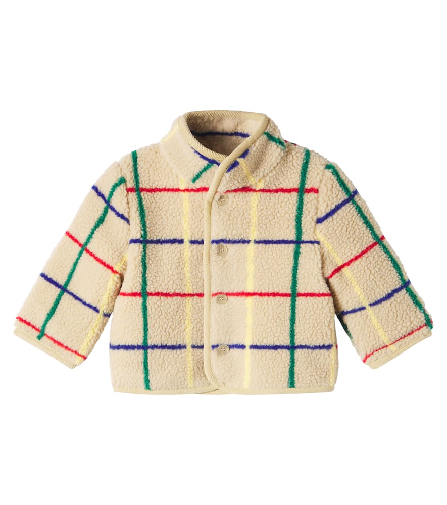 Bobo Choses Baby Checked Teddy Fleece Jacket In Neutral