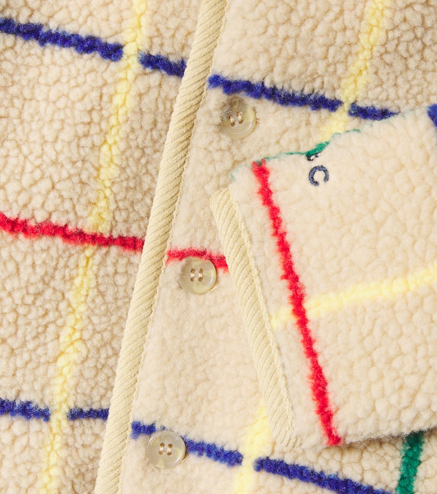 Bobo Choses Baby Checked Teddy Fleece Jacket In Neutral
