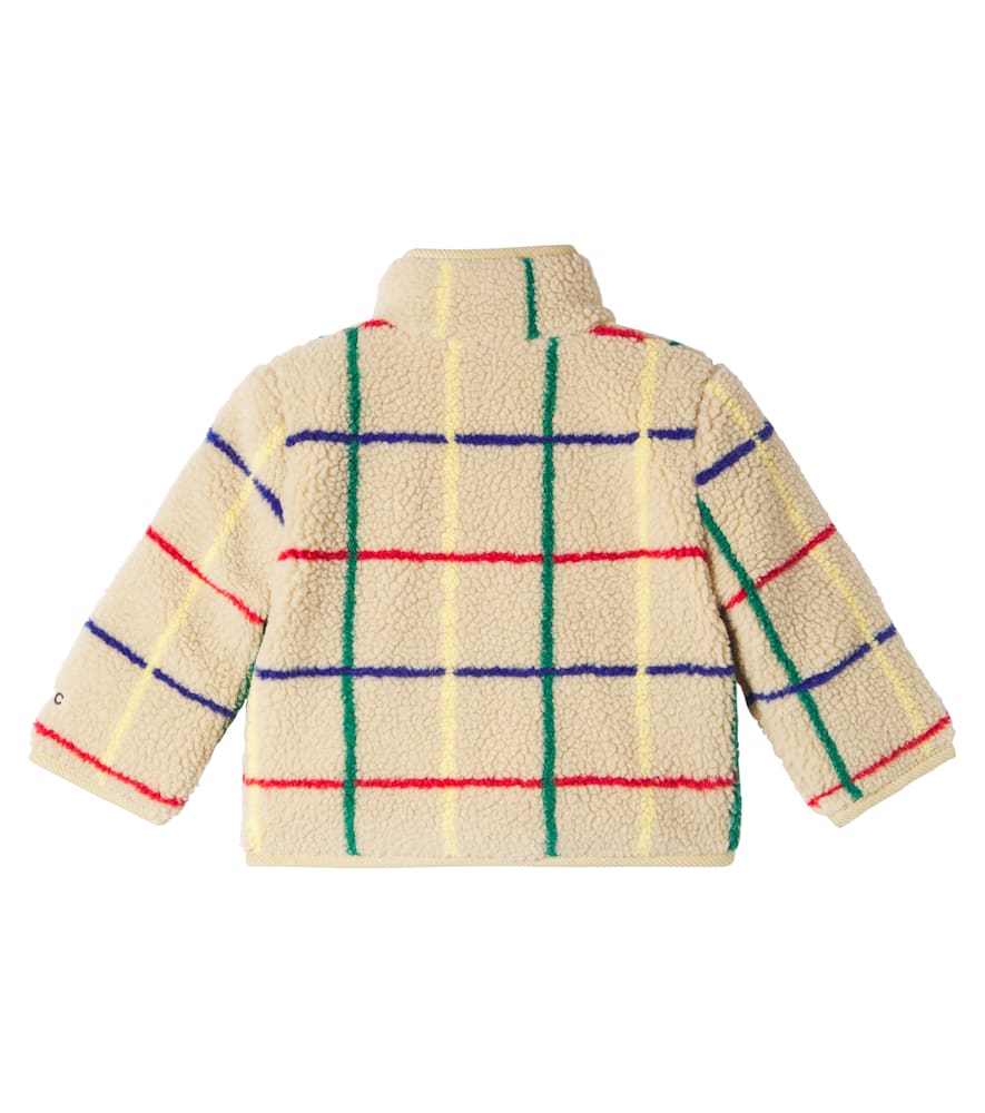Bobo Choses Baby Checked Teddy Fleece Jacket In Neutral