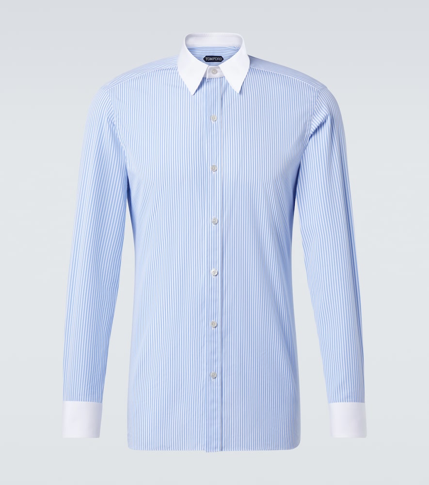 Tom Ford Men's Blue Striped Cotton Poplin Shirt UK Size 16 - Mytheresa