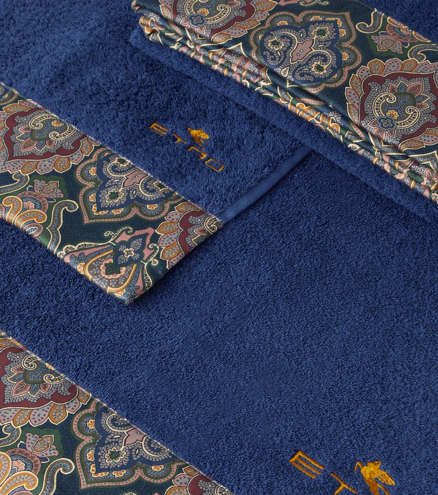 Etro Set Of 5 Cotton Terry Towels In Blue