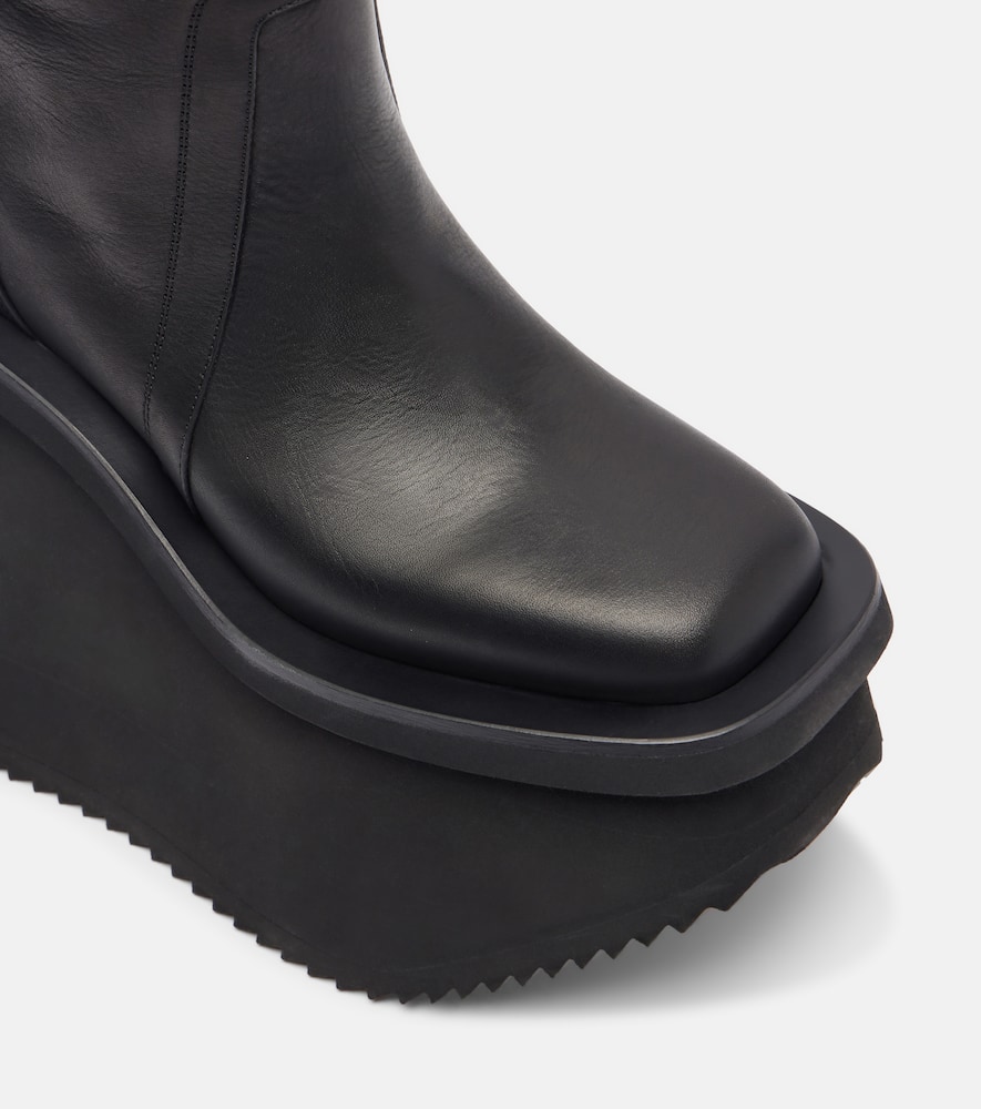 Rick Owens Minimal Grill Beatle Leather Platform Ankle Boots In Black