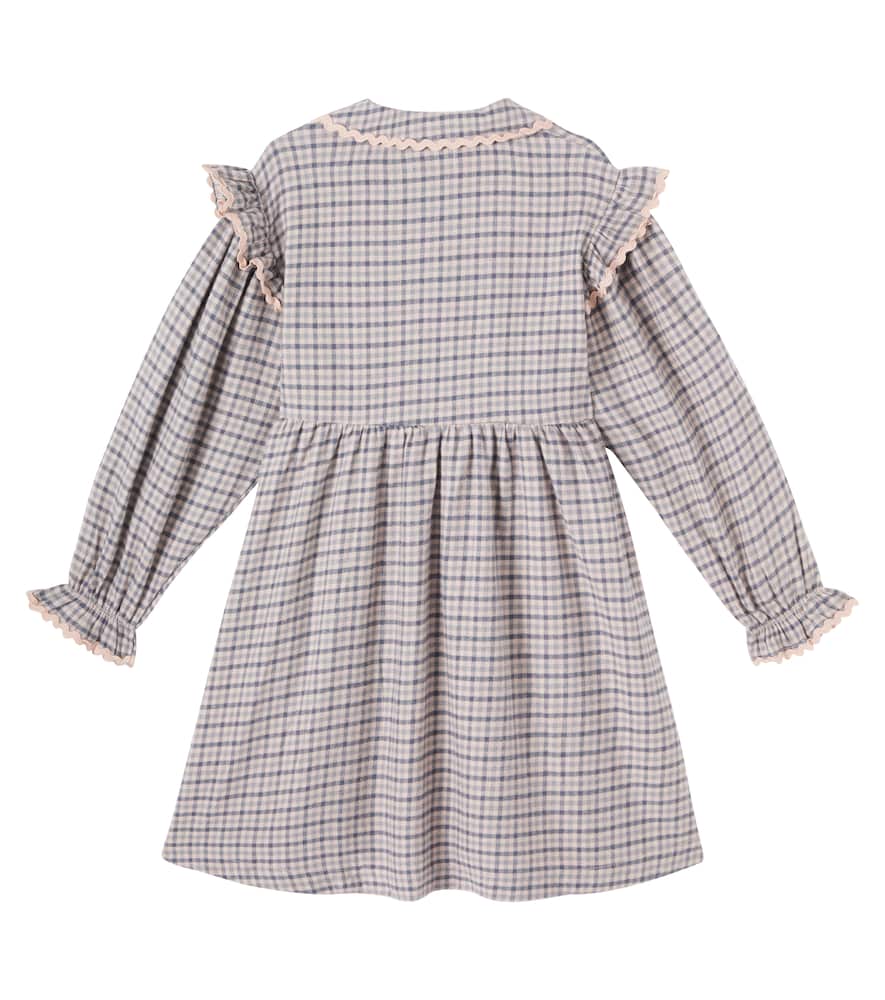 Wheat Alissa Ruffled Checked Cotton Dress In Multi