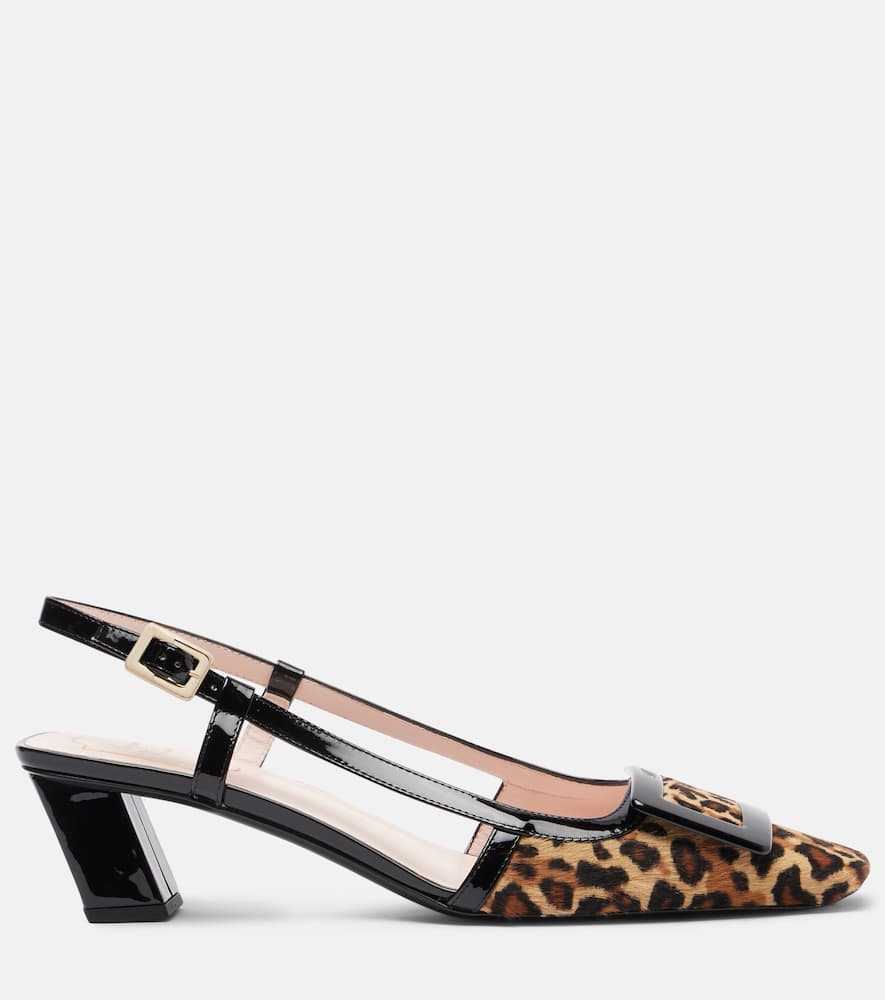 Roger Vivier Belle Vivier 45 Patent Leather-trimmed Leopard-print Pony Hair Slingback Pumps In Brown