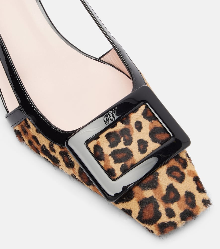 Roger Vivier Belle Vivier 45 Patent Leather-trimmed Leopard-print Pony Hair Slingback Pumps In Brown