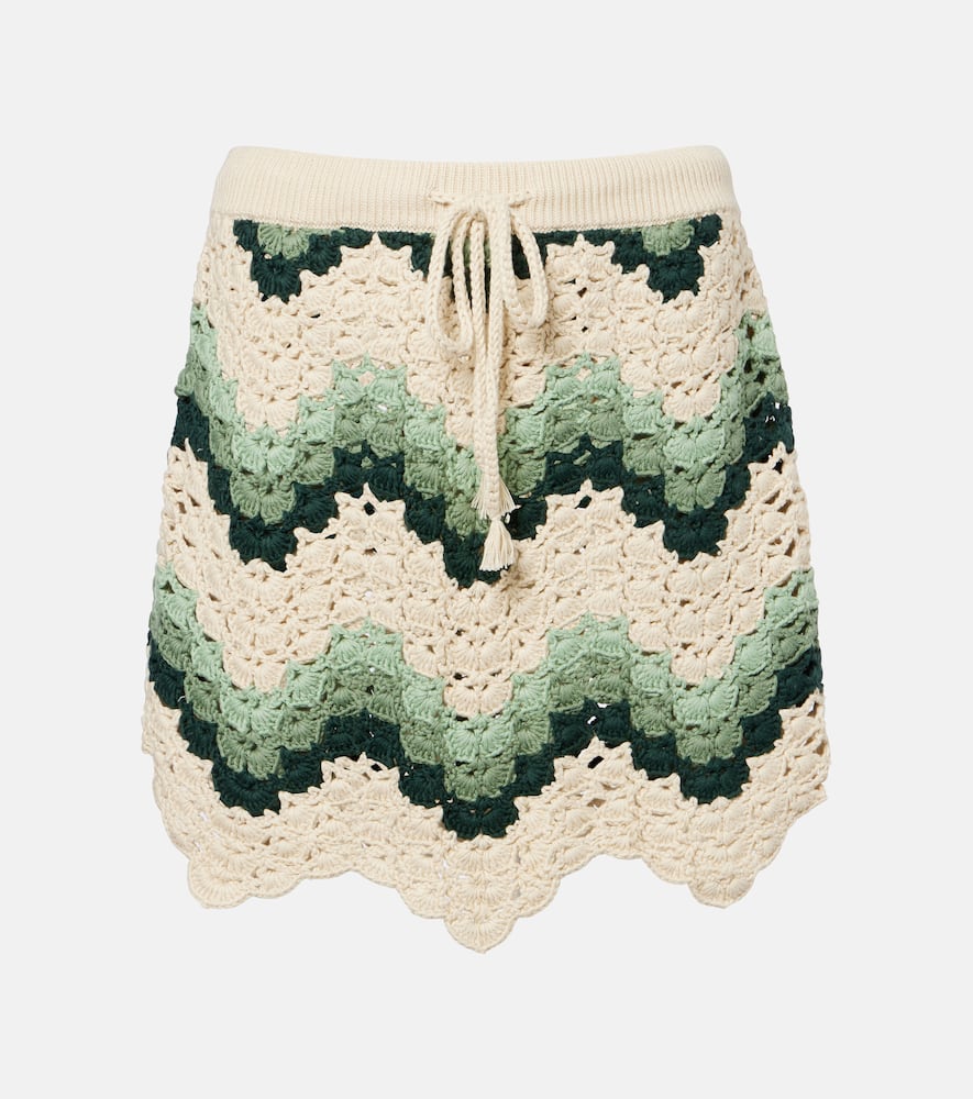 The Upside Tidal Hali Cotton Crochet Miniskirt In Sand