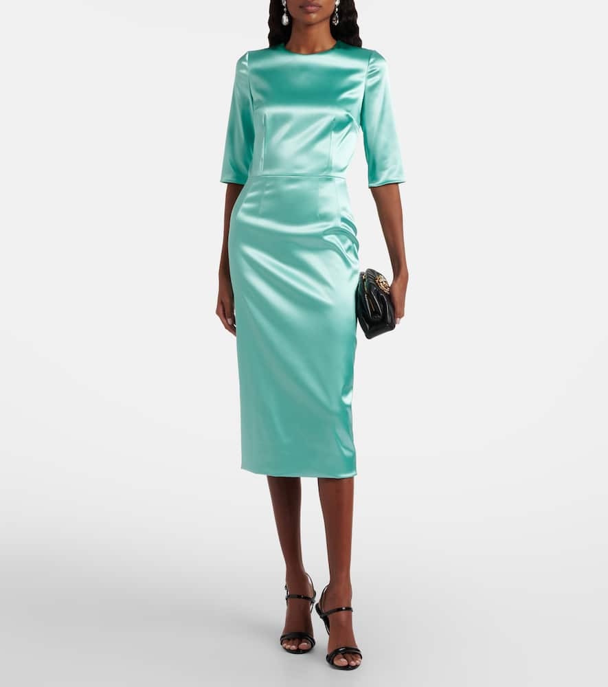 Dolce & Gabbana Satin Midi Dress In Green