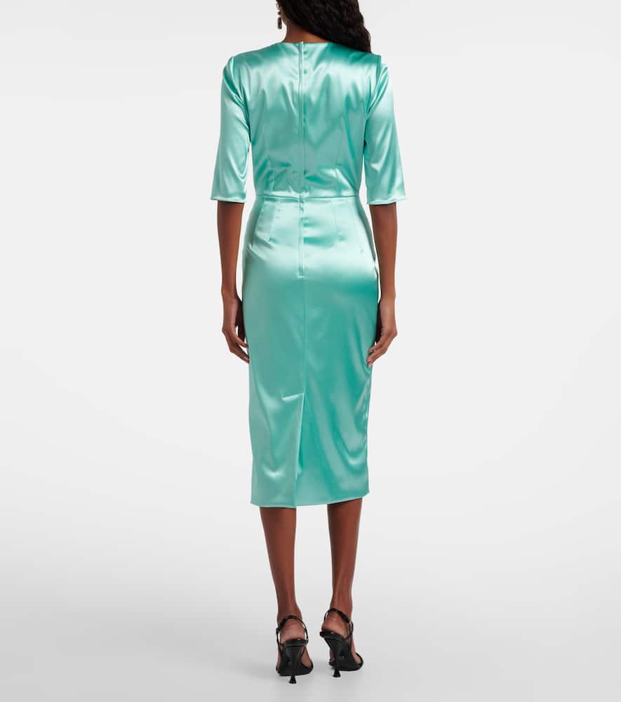Dolce & Gabbana Satin Midi Dress In Green