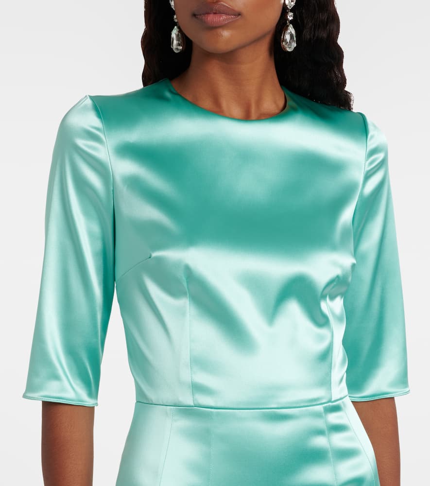 Dolce & Gabbana Satin Midi Dress In Green