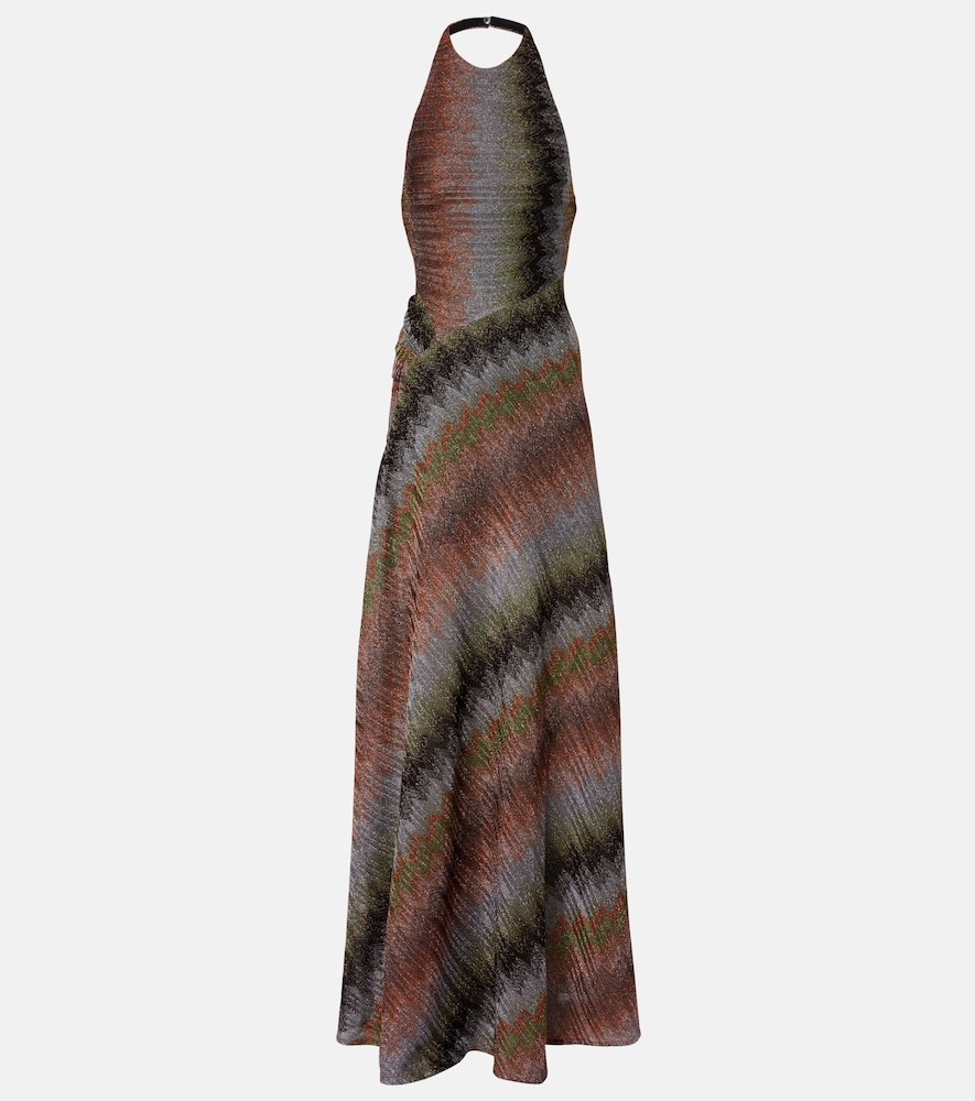 Missoni Women's Multicoloured Zigzag Halterneck Lame Maxi Dress UK Size 14 - Mytheresa