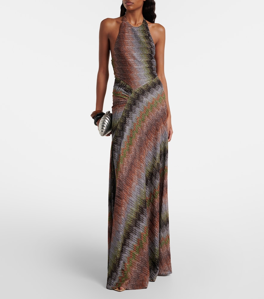 Missoni Zigzag halterneck lamé maxi dress