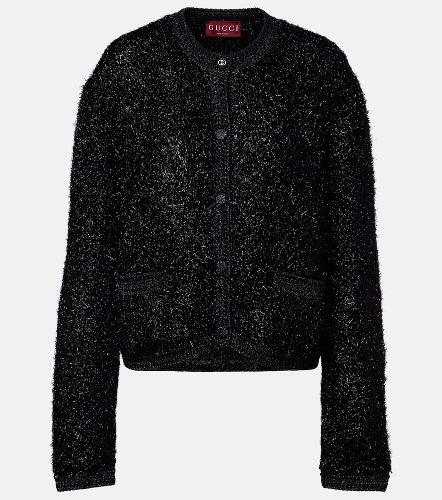 Gucci Shiny Chunky Wool Cardigan In Black