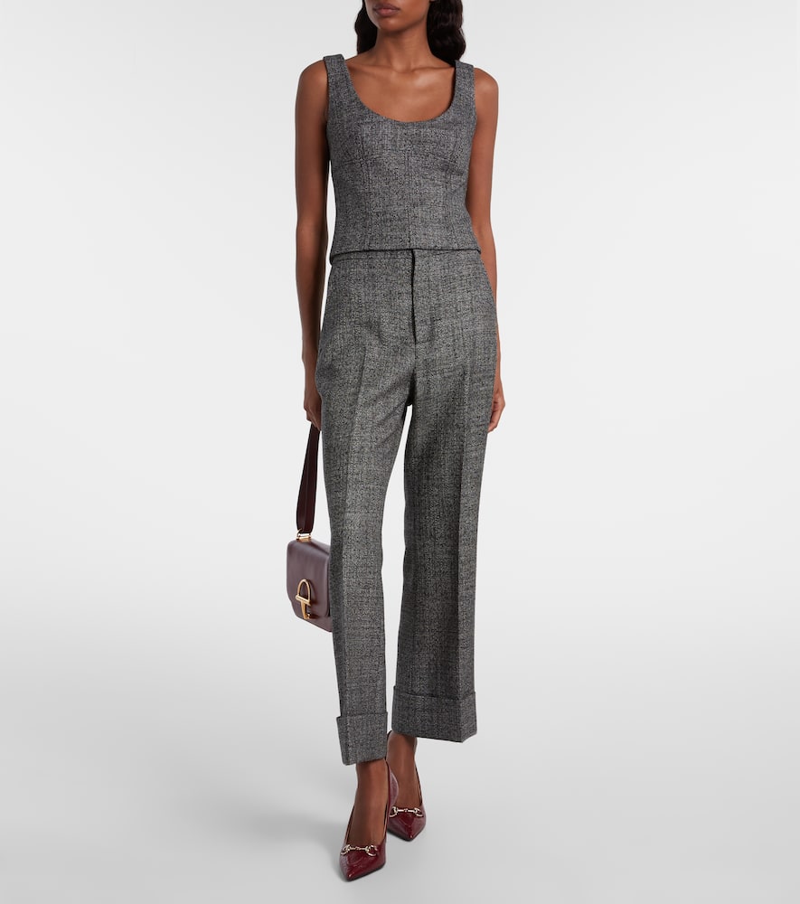 Gucci Cropped Wool Tank Top In Gray