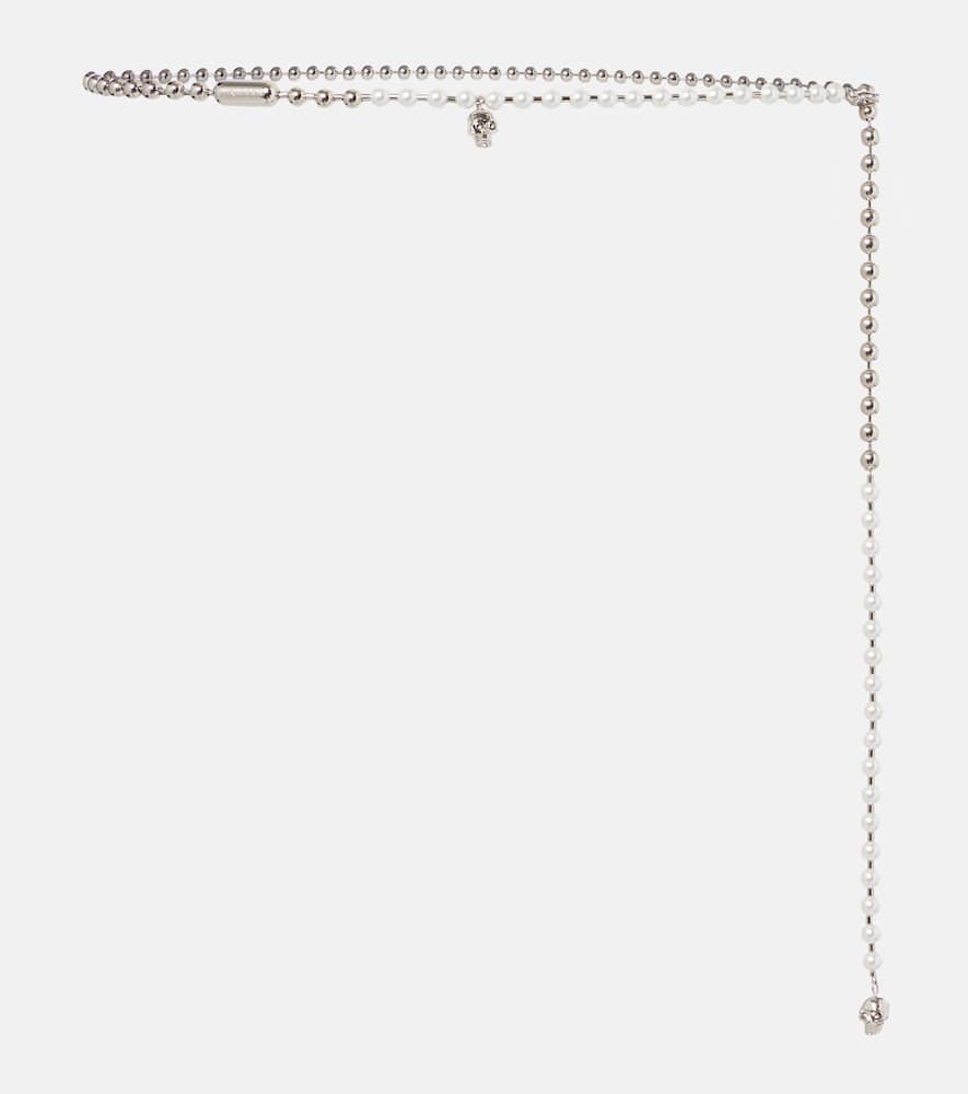 Alexander Mcqueen Skull Embellished Chain Belt In Silver