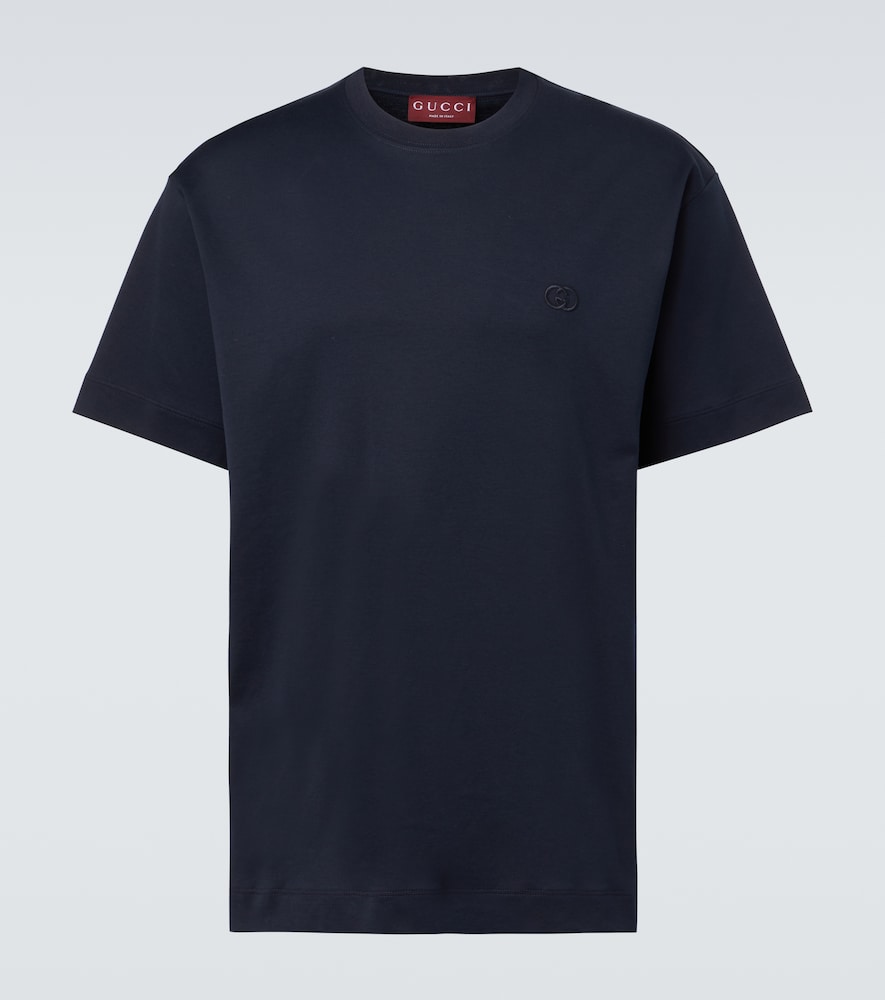 Gucci Interlocking G Cotton Jersey T-shirt In Blue
