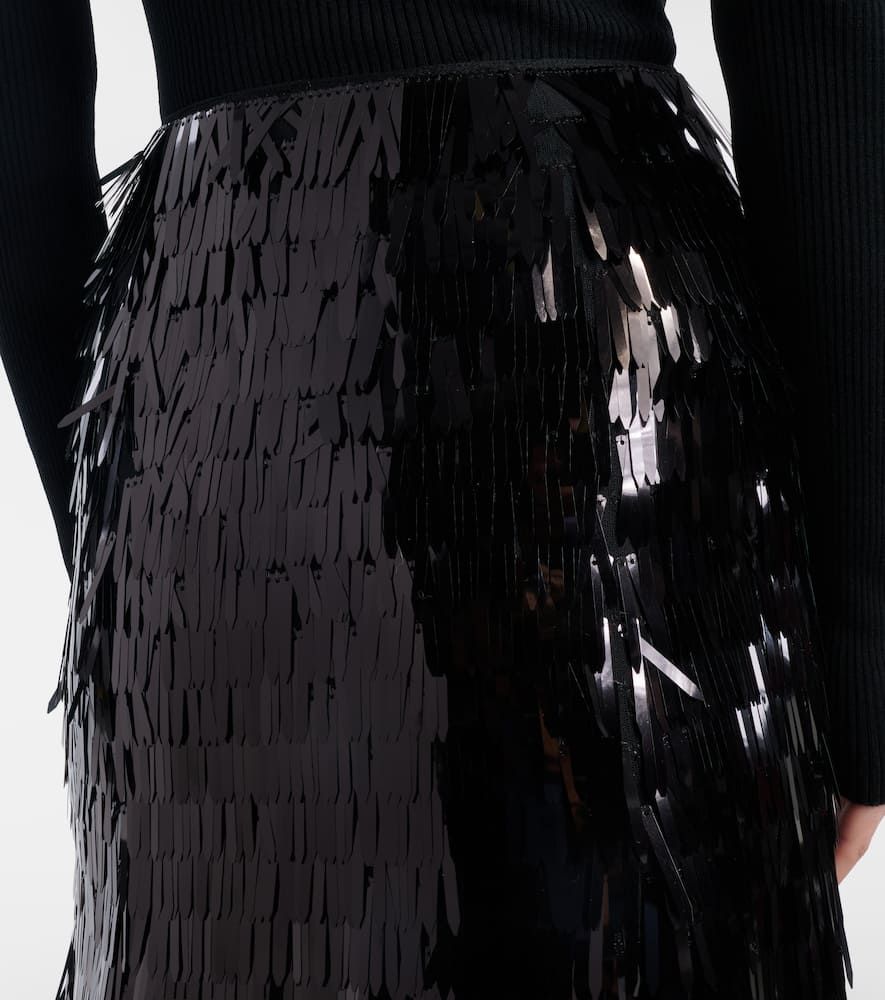 Self-portrait Sequined High-rise Midi Skirt In Black